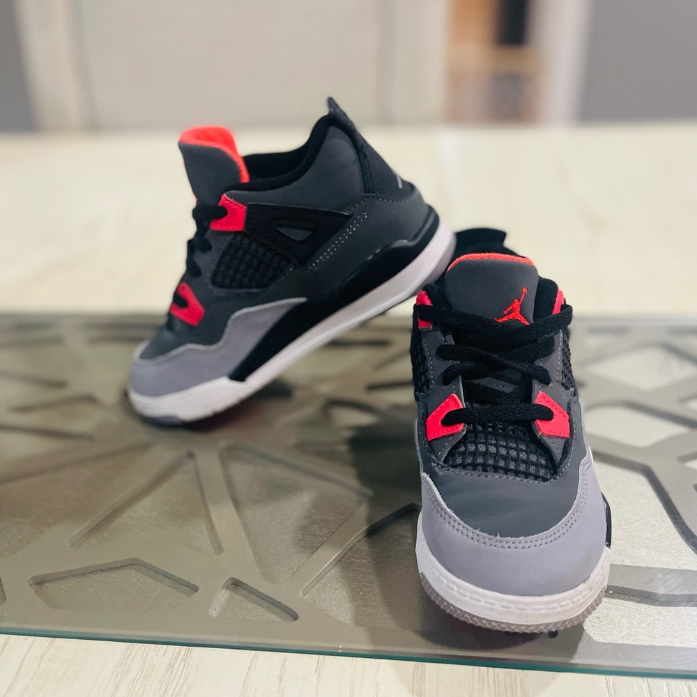 Jordan Kids Sneakers in Black, Gray, and Bright Red